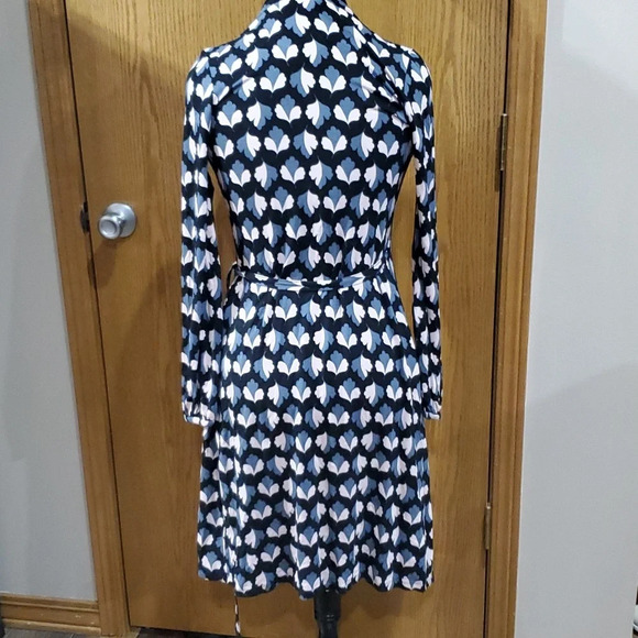 Boden pink grey patterned wrap dress long sleeve - Picture 5 of 9